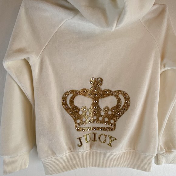 Kids Juicy Couture Vanilla Cream Coloured Hoodie with Gold Crown 4T - Picture 8 of 8